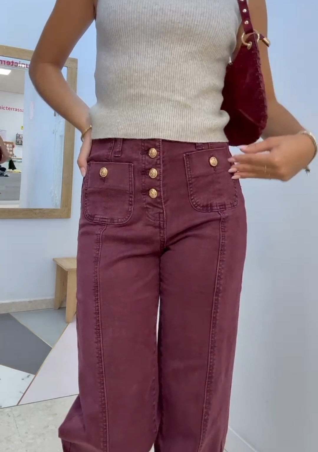 Pantalón Tejano Granate esUnic