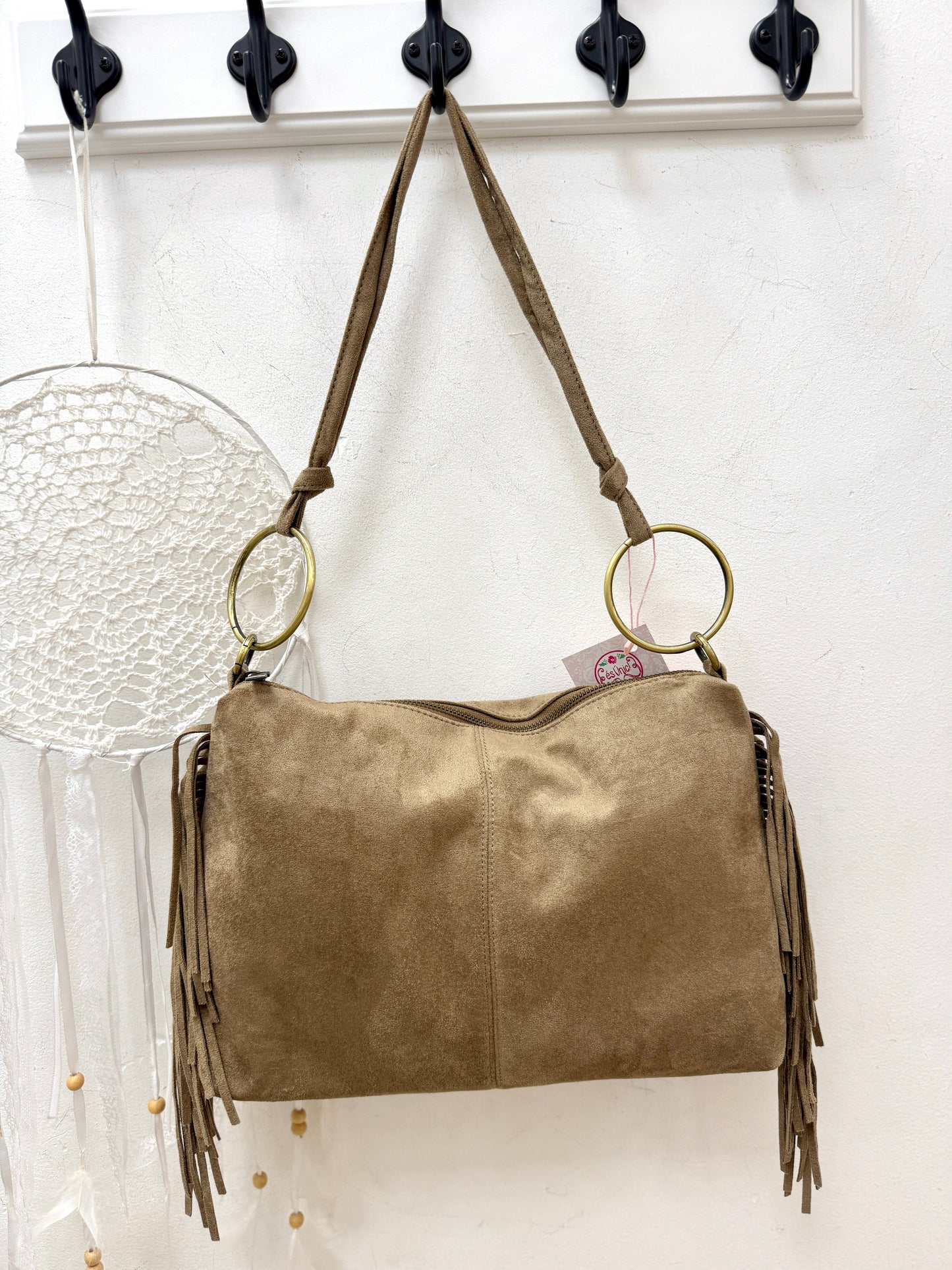 Bolso Hobo Ante con Flecos Celian