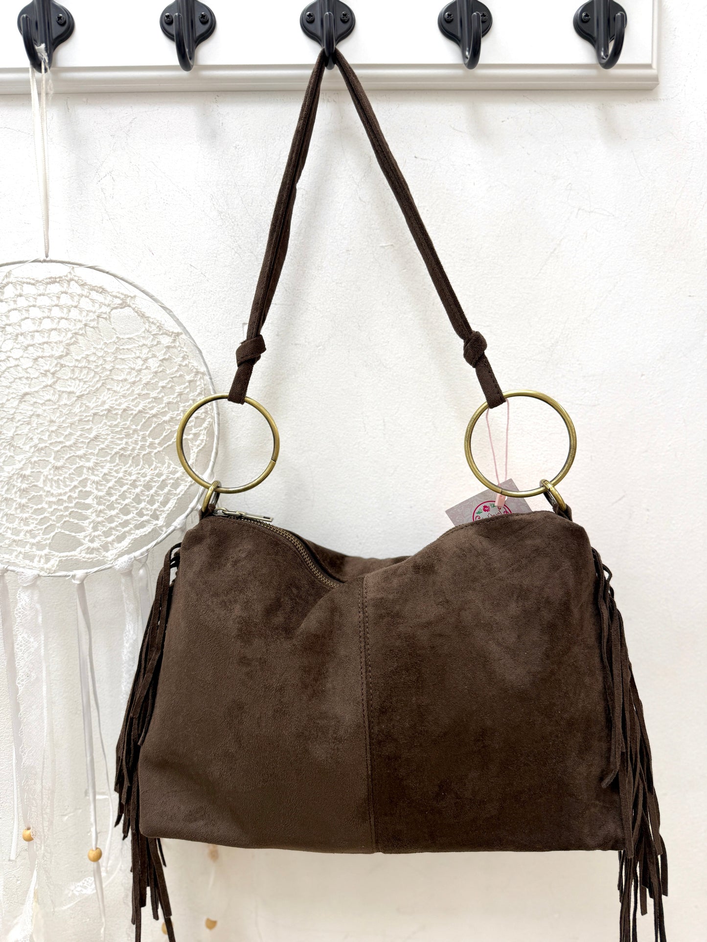 Bolso Hobo Ante con Flecos Celian