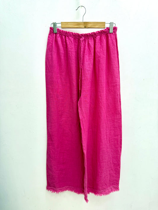 Pantalón de Lino Fuscia esUnic