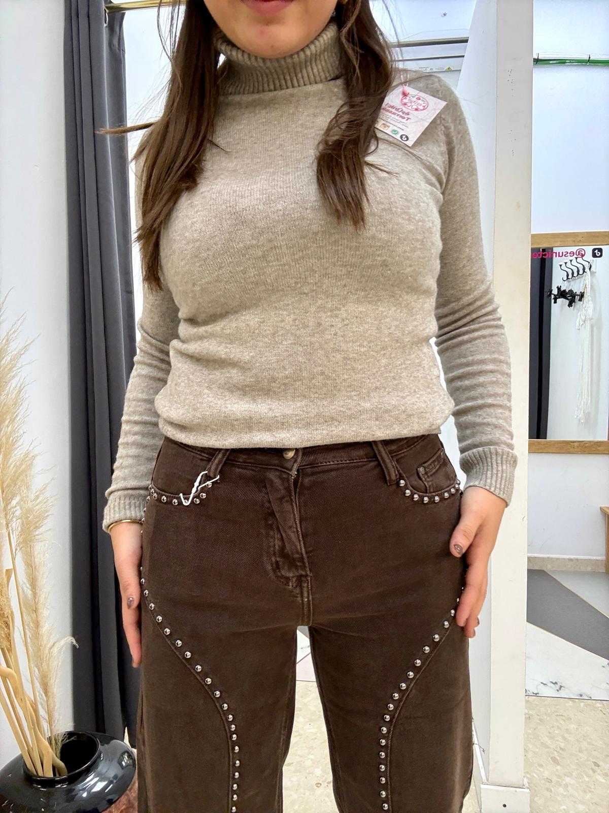 Pantalon tachuela marron esUnic