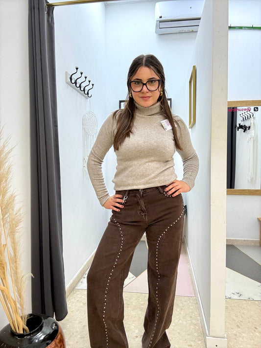 Pantalon tachuela marron esUnic