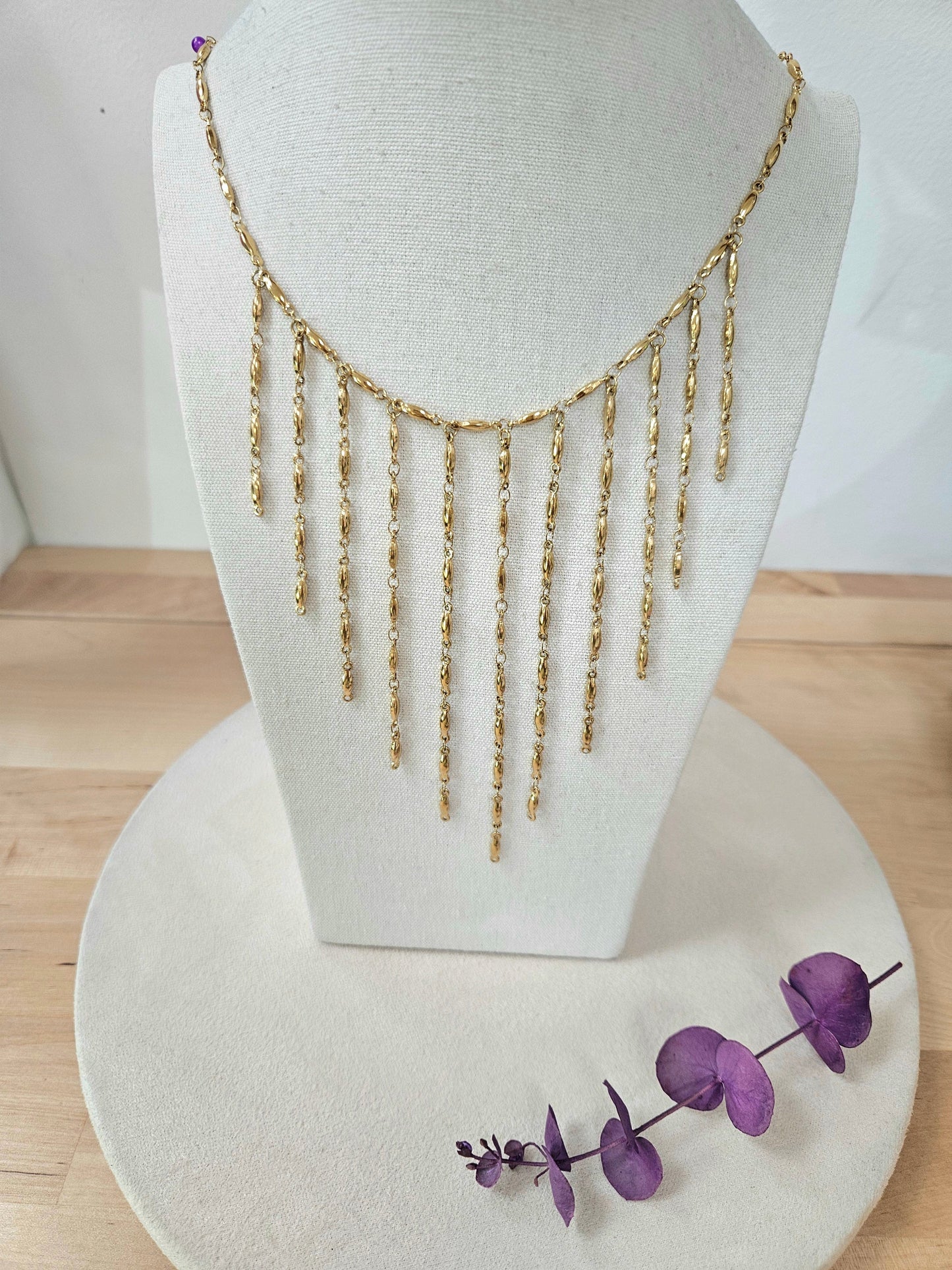 Collar Flecos Dorados Toa