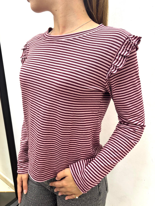 Camiseta de rayas con volantes Yesitex