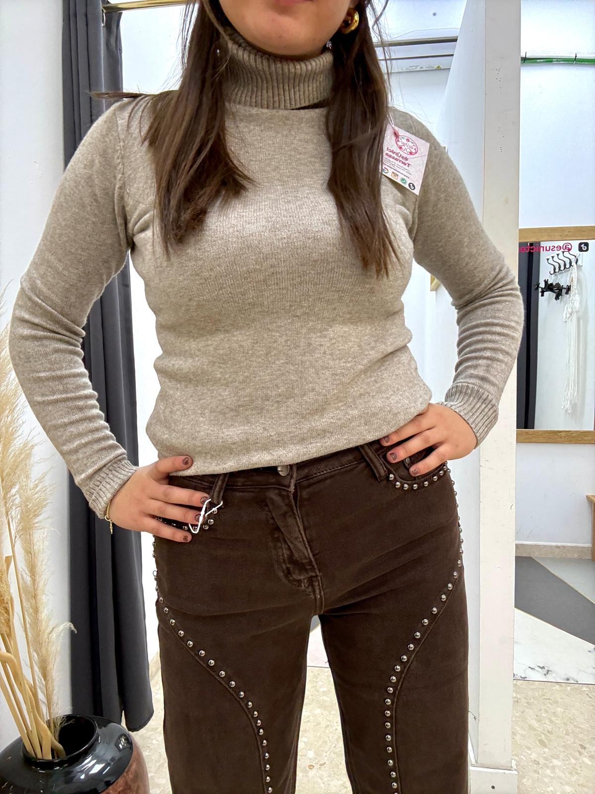 Pantalon tachuela marron esUnic