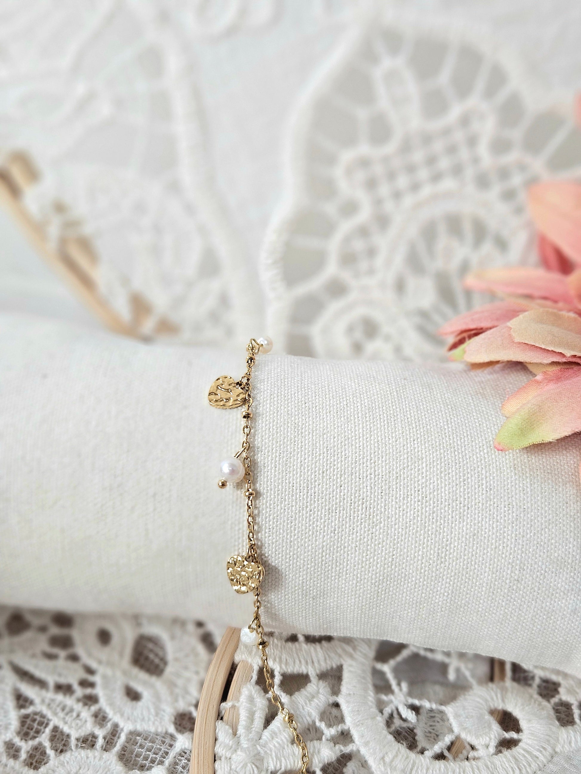 Pulsera Corazón y Perla Only one