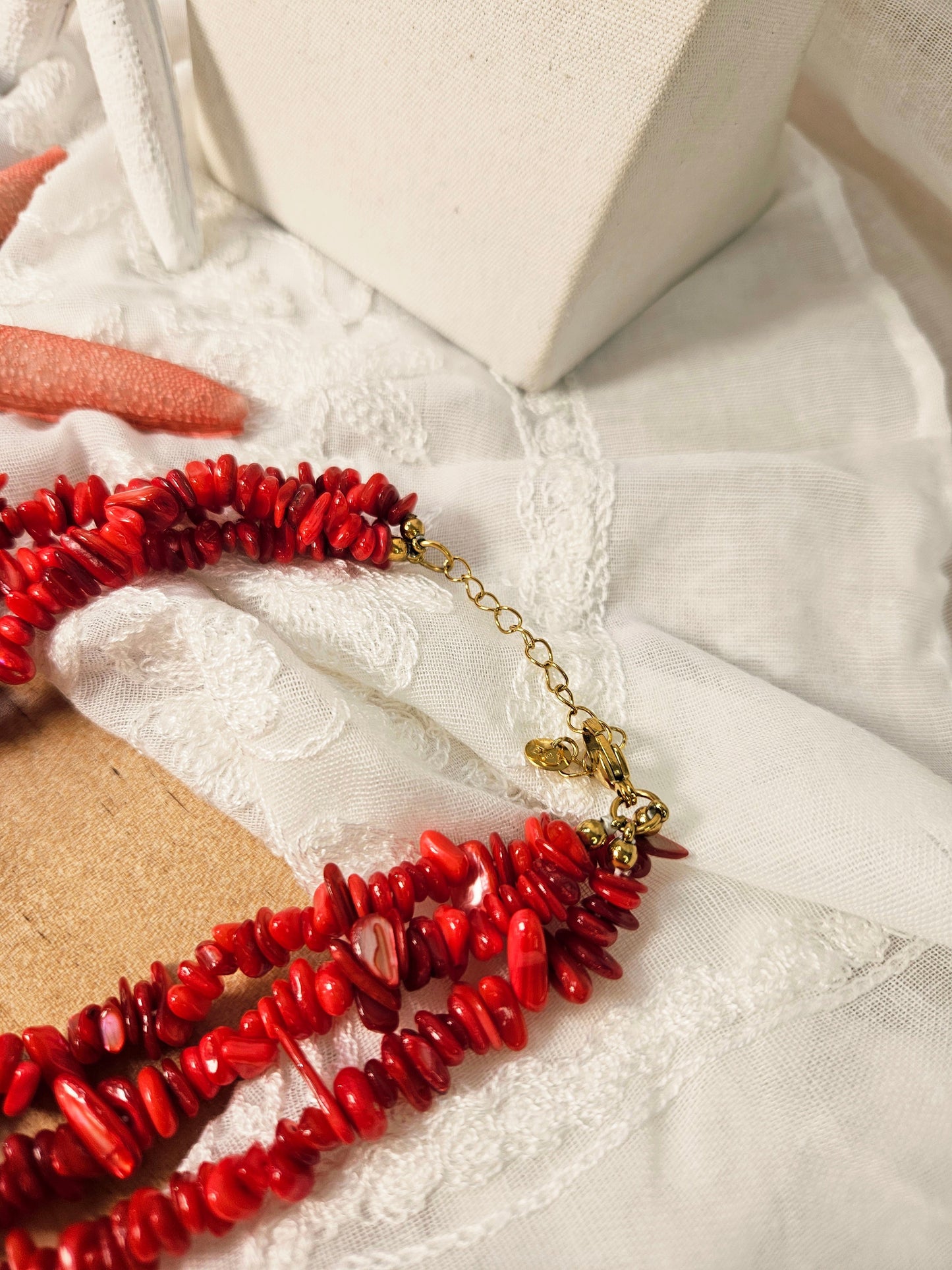 Collar Coral Rojo Tres Toa
